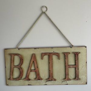 Rustic Farmhouse Vibes Distressed Metal BATH Sign Wall Decor 9" x 19" PIER ONE